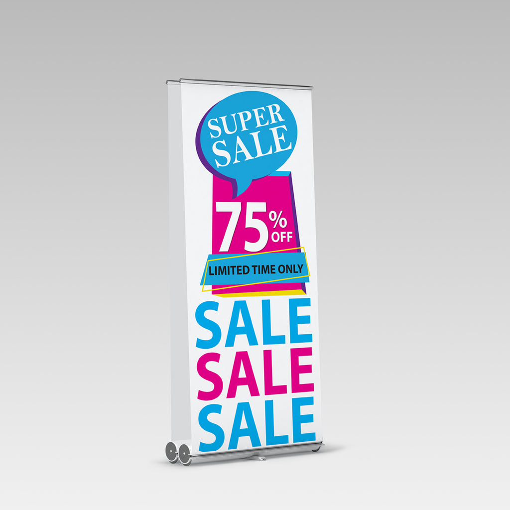 Printed "SUPER SALE" Premium Double Side Pull Up Banner