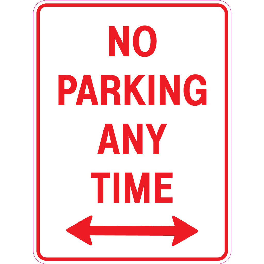 No Parking Any Time Arrows Sign