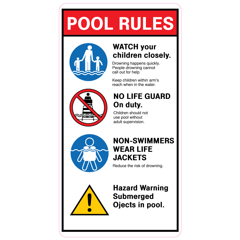 Water Safety - Pool Rules Sign - A Sign