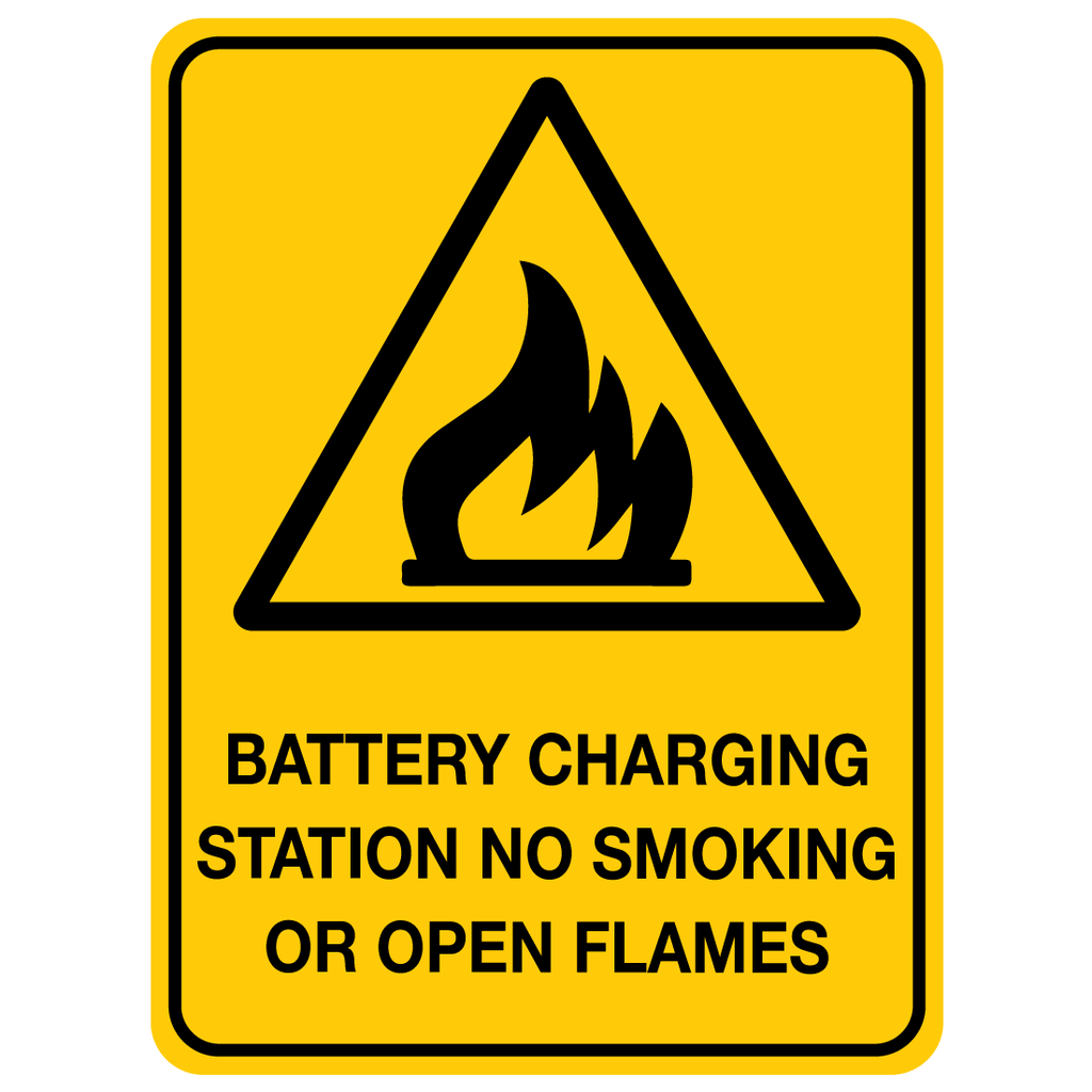 Battery Charging Station No Smoking Or Open Flames Sign